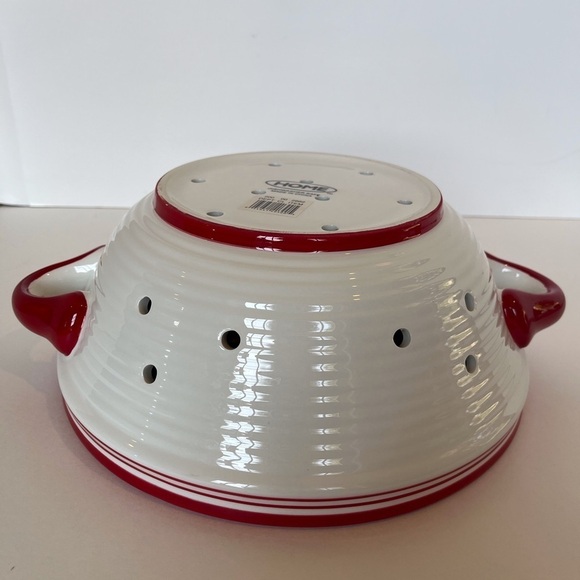 Ceramic Colander Cheery Red and White Decorated with Cherries - Picture 4 of 8